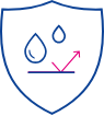Water-resistance icon for floors showing two water droplets and an upward arrow